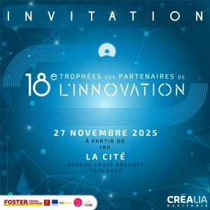 Affiche 18e édition des Trophées Partenaires Innovation CREALIA Occitanie